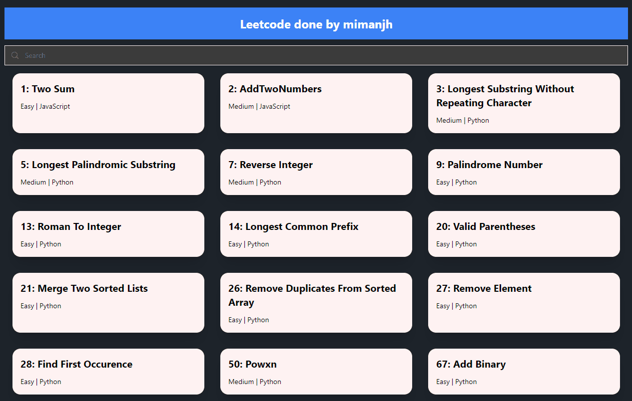LeetCode Solutions screenshot